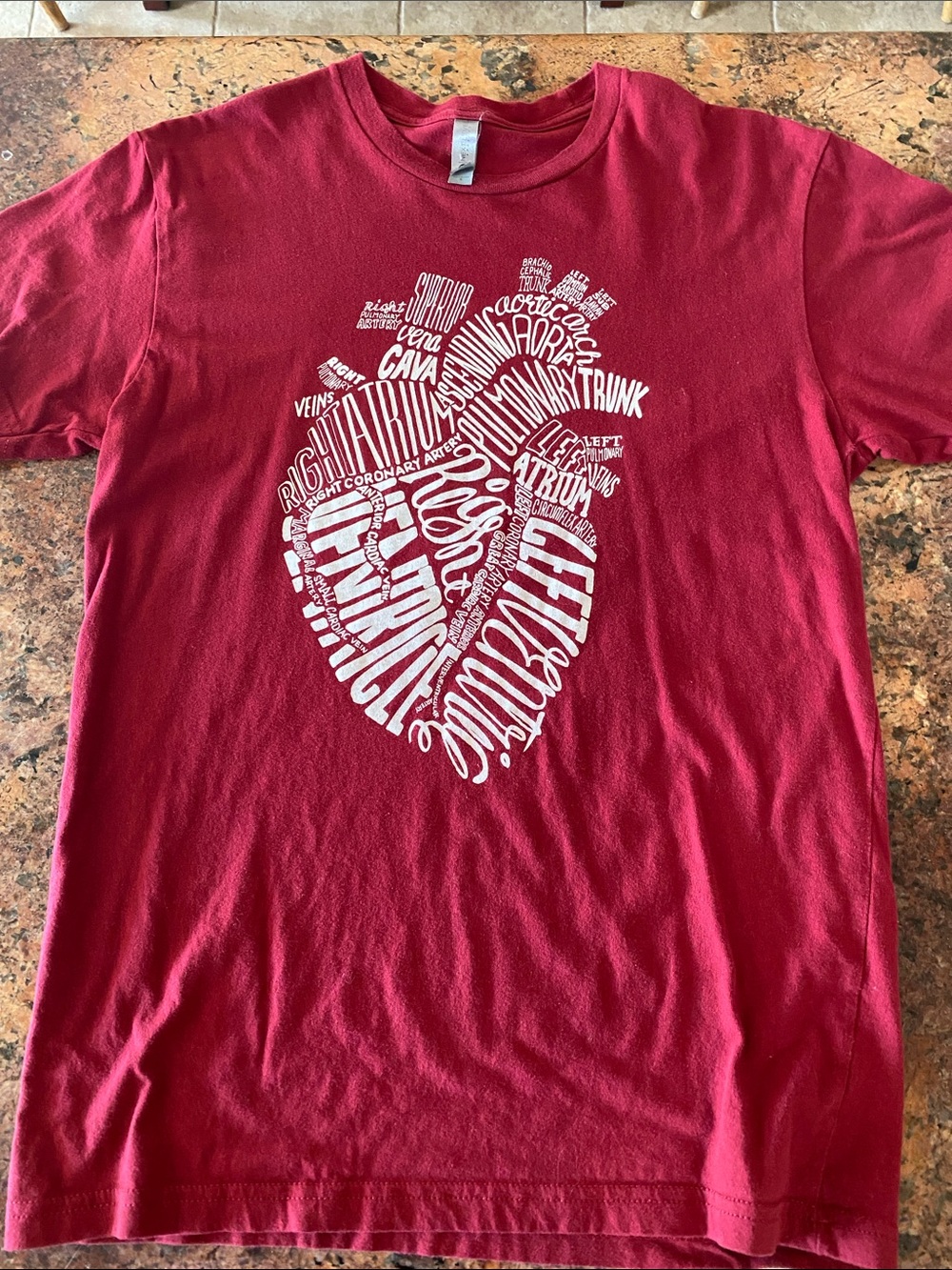 Next Level Apparel Red Tee with White Anatomical Heart Word-Art